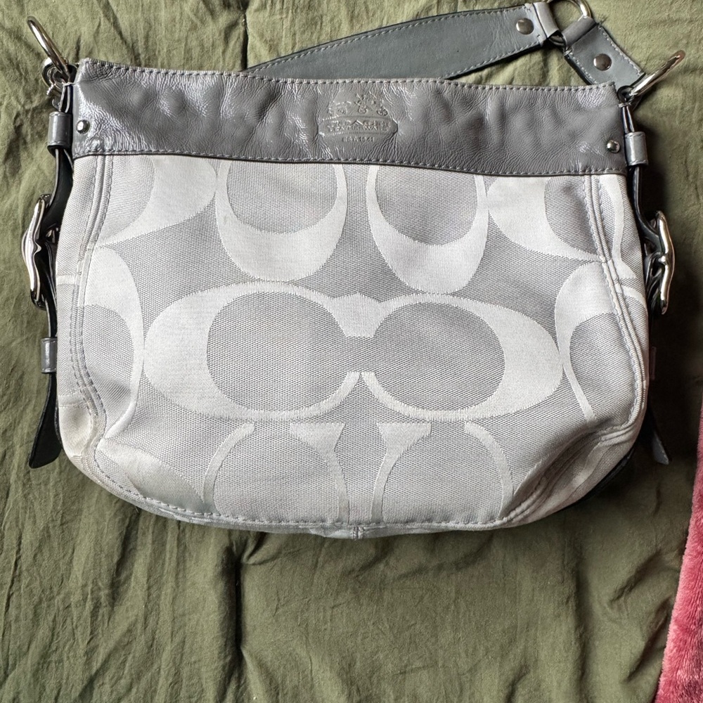 Coach Gray and Silver Shoulder Bag